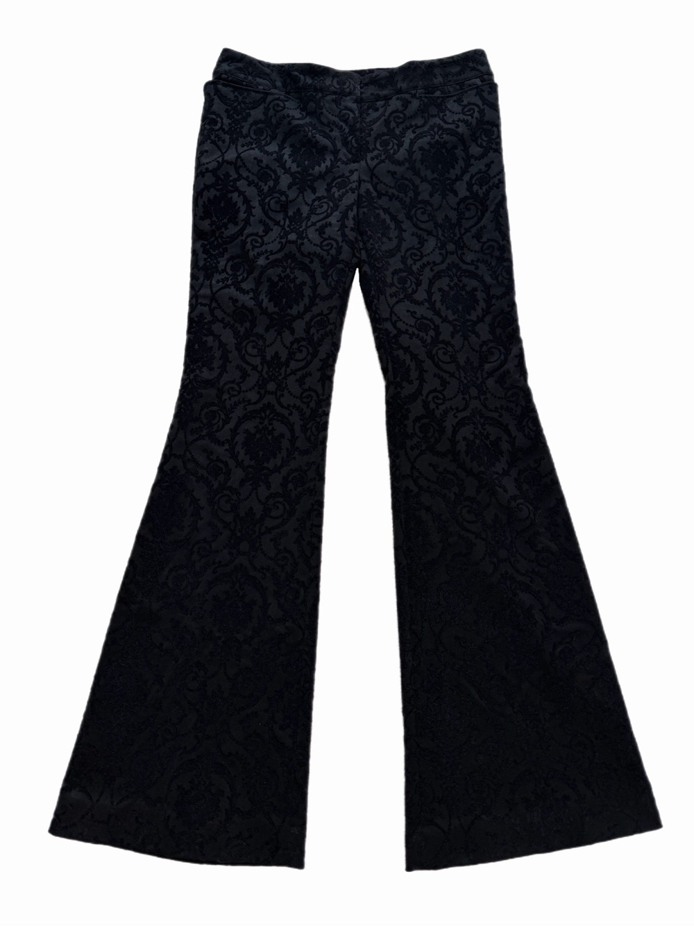 Roberto Cavalli Black Jacquard Velvet Pattern Wool Flare Pants IT 42 US 6 Boho